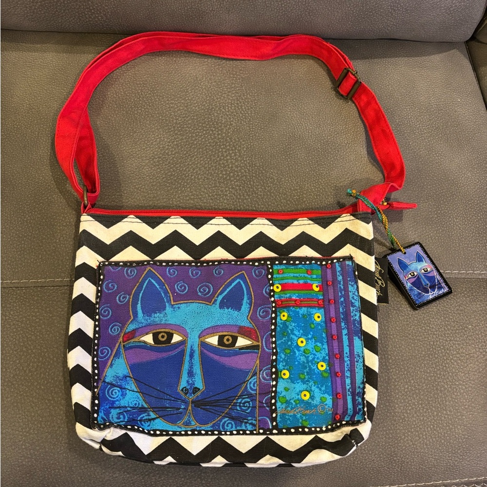 Laurel Burch Vibrant Cat Bag with Red Strap